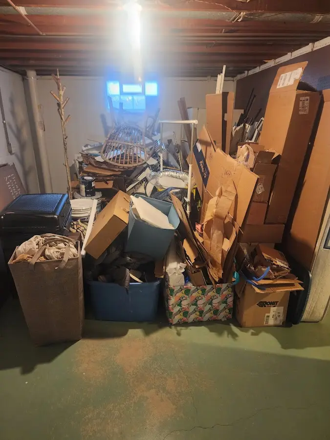 Roll-off dumpster container at job site for 20 Yard Dumpster Rental in Caseyville